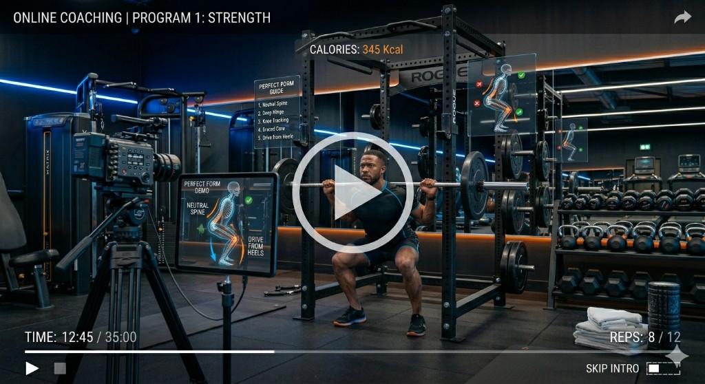 Video coaching interface with athlete and form analysis overlays